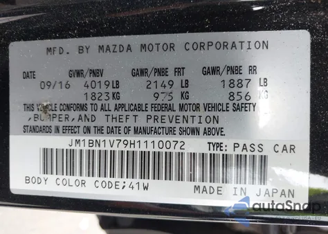 2017 Mazda Mazda3 Touring z USA, uszkodzony, nr VIN JM1BN1V79H1110072